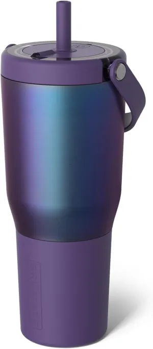 BrüMate Resa 35oz 100% Leakproof Travel Tumbler with Handle & Straw | Flexible Soft Sip Straw | Silicone Sleeve for Durability | Stainless Steel | Cup Holder & Travel Friendly | (Dark Aura)