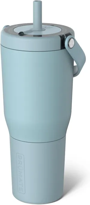 BrüMate Resa 35oz 100% Leakproof Travel Tumbler with Handle & Straw | Flexible Soft Sip Straw | Silicone Sleeve for Durability | Stainless Steel | Cup Holder & Travel Friendly | (Mist)