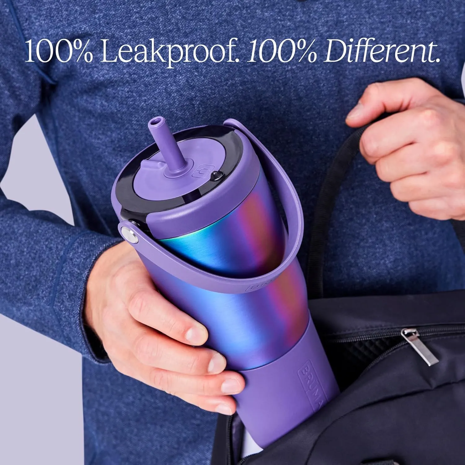 BrüMate Resa 35oz 100% Leakproof Travel Tumbler with Handle & Straw | Flexible Soft Sip Straw | Silicone Sleeve for Durability | Stainless Steel | Cup Holder & Travel Friendly | (Mist)