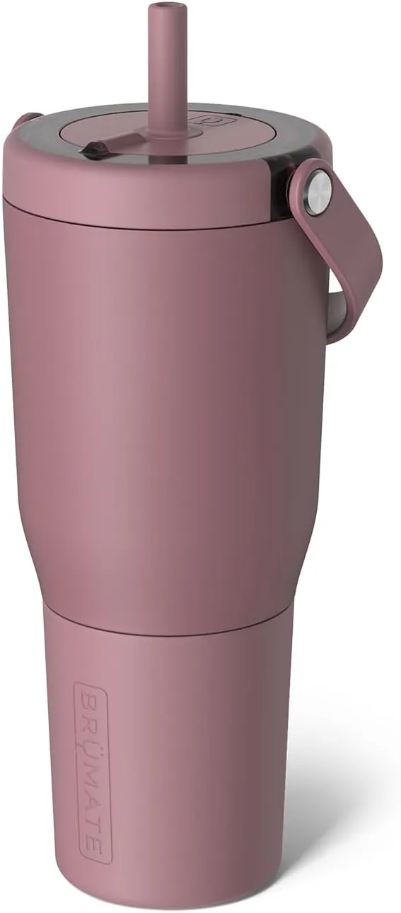 BrüMate Resa 35oz 100% Leakproof Travel Tumbler with Handle & Straw | Flexible Soft Sip Straw | Silicone Sleeve for Durability | Stainless Steel | Cup Holder & Travel Friendly | (Rose Taupe)