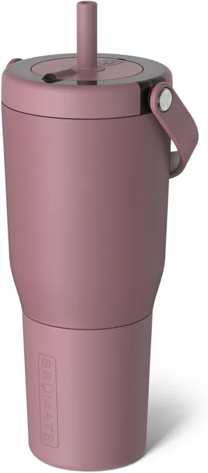 BrüMate Resa 35oz 100% Leakproof Travel Tumbler with Handle & Straw | Flexible Soft Sip Straw | Silicone Sleeve for Durability | Stainless Steel | Cup Holder & Travel Friendly | (Rose Taupe)