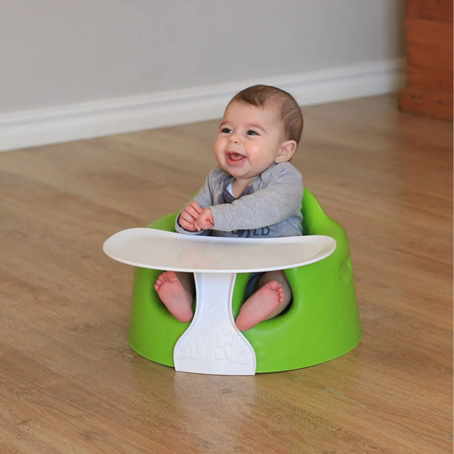 Bumbo Baby Floor Seat with Tray, Infant Soft Foam Chair with Eating Tray, Powder Blue