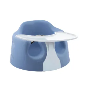 Bumbo Baby Floor Seat with Tray, Infant Soft Foam Chair with Eating Tray, Powder Blue