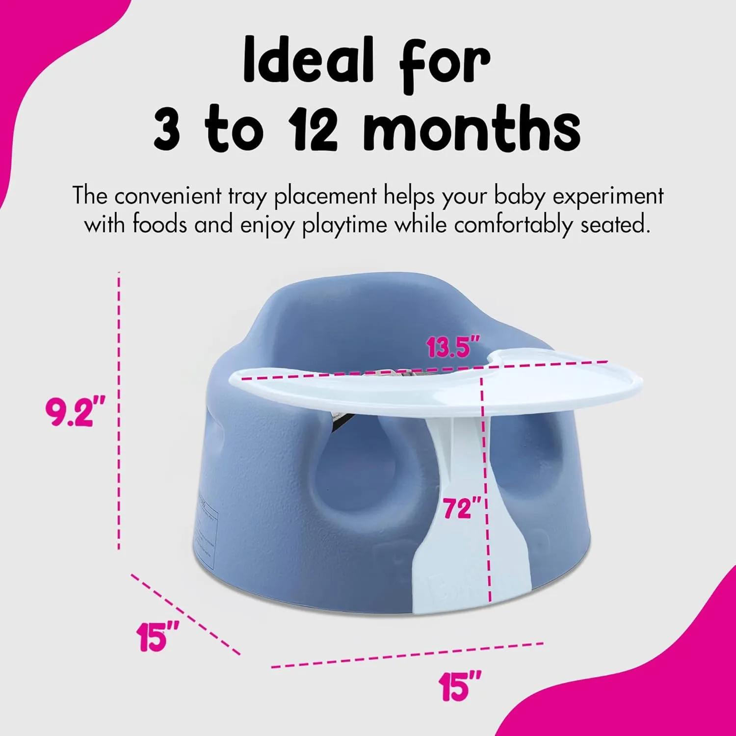 Bumbo Baby Floor Seat with Tray, Infant Soft Foam Chair with Eating Tray, Powder Blue