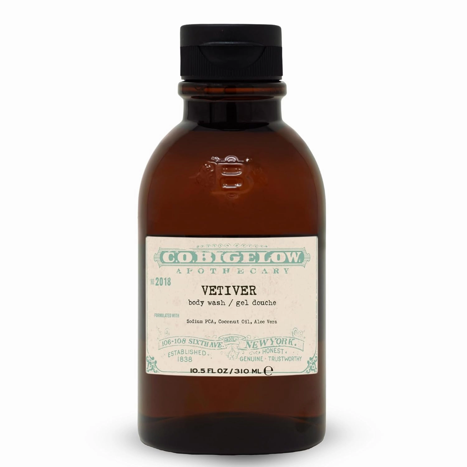 C.O. Bigelow Iconic Collection Vetiver Body Wash, Scented Shower Gel with Coconut Oil and Aloe Vera, 10.5 fl oz