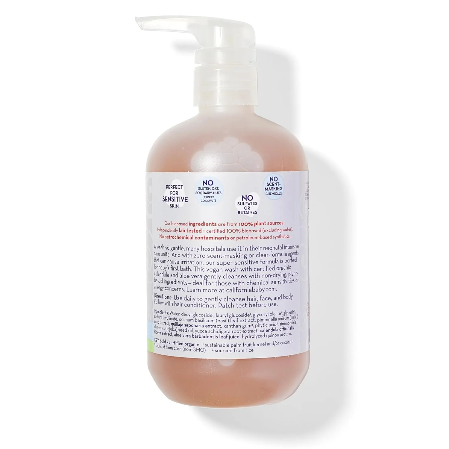 California Baby Super Sensitive Baby Shampoo   Baby Wash | 100% Plant-Based | Unscented Body Wash For Sensitive Skin | Hypoallergenic | 562 mL / 19 oz