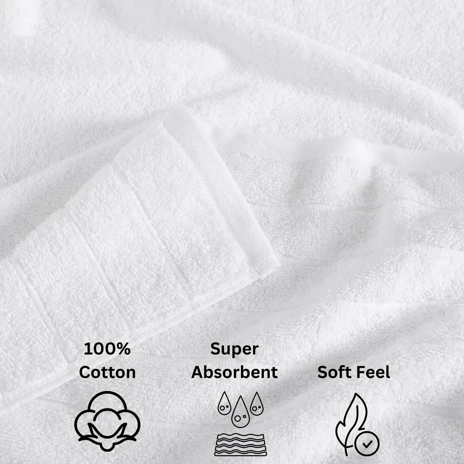 Casa Platino 100% Cotton Luxury Bathroom Towel Set - 18 Pcs - Super Soft, Fluffy & Highly Absorbent - 6 Large Bath Towels, 6 Washcloths, 6 Hand Towels - Complete Family Pack - White Bath Towel Set