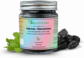 Charcoal Detox Bath Salt – Handmade Epsom & Himalayan Pink Salt Soak with Activated Charcoal & Tea Tree Oil – Natural Aromatherapy Bath Soak & Body Scrub – 100g / 3.5 oz