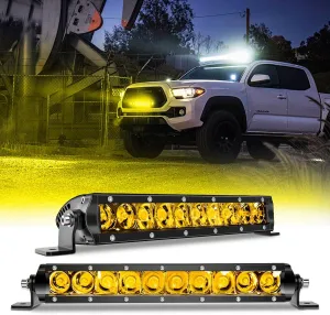 Chelhead 11 Inch Led Light Bar Yellow Slim Off Road Driving Lights Compatible with Trucks Pickup SUV ATV UTV Boat 4x4 Van Camper