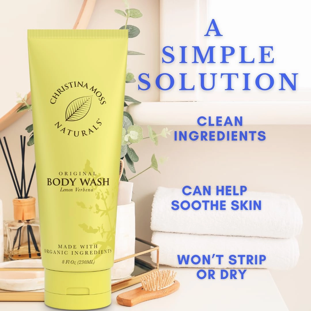 Christina Moss Naturals Verbena Body Wash, Natural & Organic Ingredients, Plant-Based, No Parabens, Sulfates Free, Non-Toxic