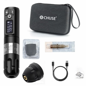 CHUSE Wireless Tattoo Pen Machine, Rotary Tattoo Gun Microblading Pen Permanent Makeup PMU Kit Supplies for Eyebrow Eyeliner Lip with 2,400mAh Battery Wireless Power 4.0mm Stroke (Silver)