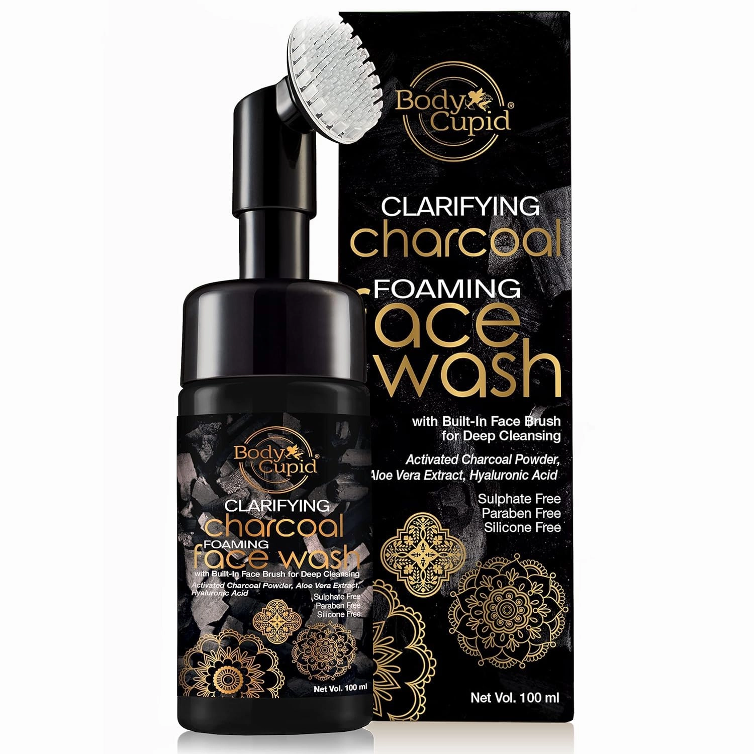 Clarifying Charcoal Foaming face Wash with Built in Brush - 100 ml