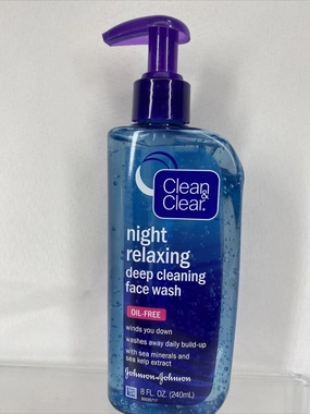Clean & Clear Night Relaxing Deep Cleaning Face Wash  Sea Minerals Oil Free 8oz
