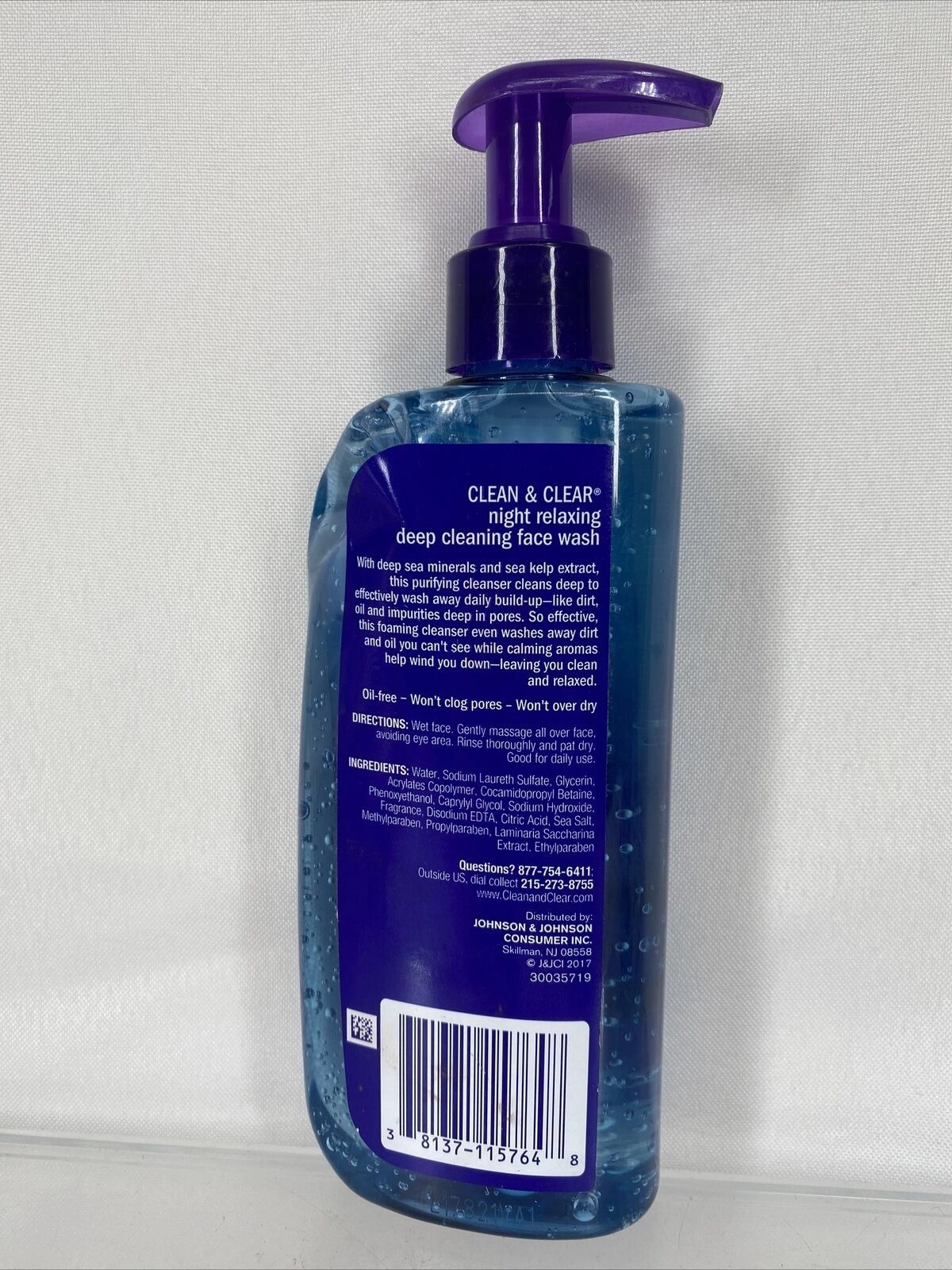 Clean & Clear Night Relaxing Deep Cleaning Face Wash  Sea Minerals Oil Free 8oz