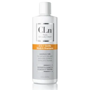 CLn® 2-in-1 Gentle Wash & Shampoo- Multi-functional Cleanser for Skin & Scalp Prone to Irritation, Flaking, Itching, Dryness & Razor Bumps, Fragrance-Free & Paraben-Free, 8 fl. oz.