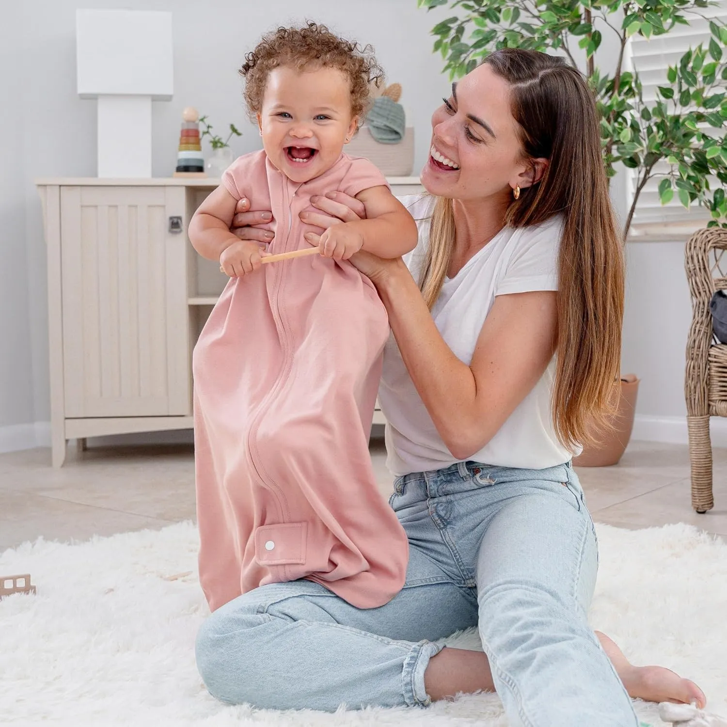 Comfy Cubs Baby Sleep Sack 12-18 Months, Large - Soft 100% Cotton Wearable Blanket for Babies & Toddlers - Breathable Sleeveless Sleep Bag for Baby with Covered Zipper - Blush-Mauve