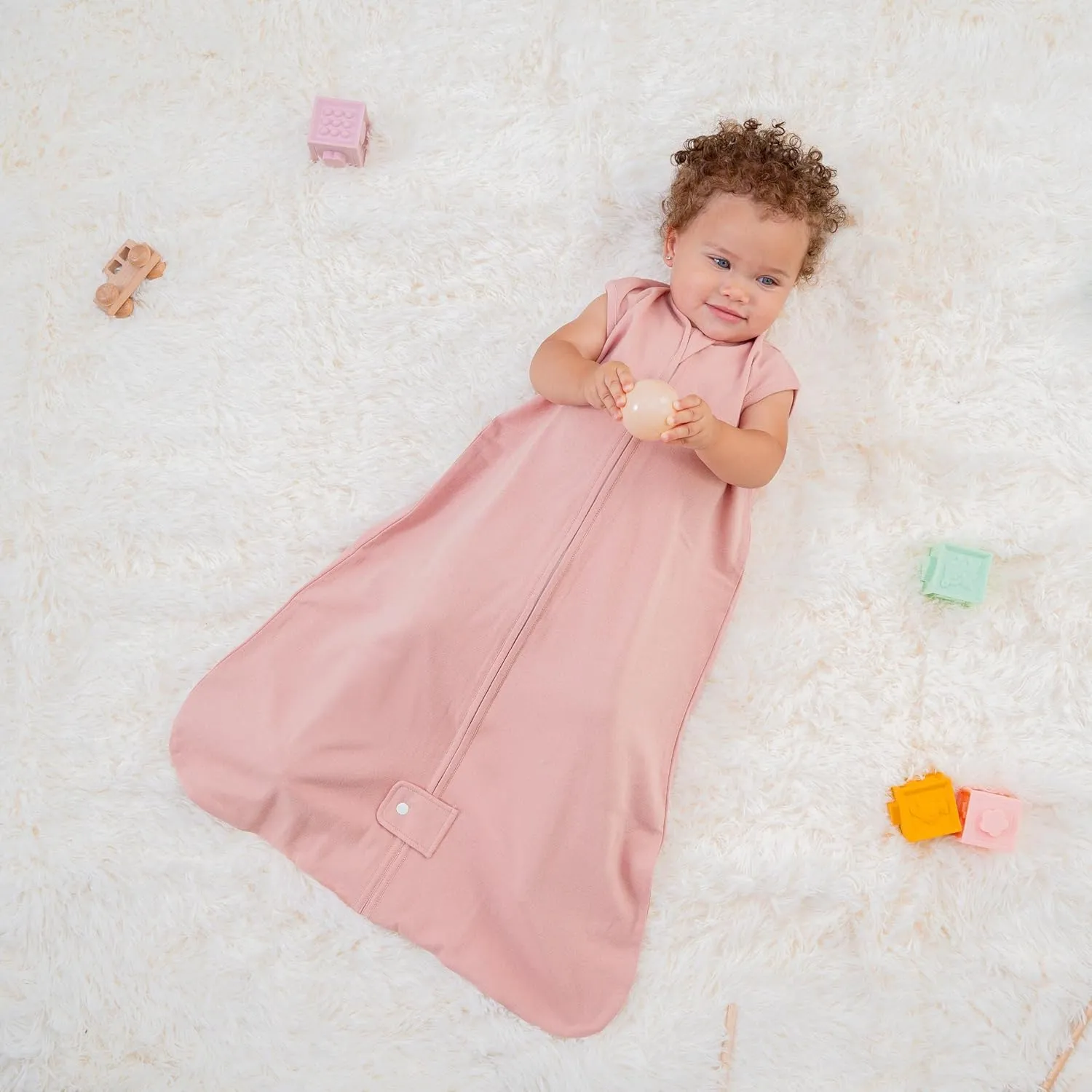 Comfy Cubs Baby Sleep Sack 12-18 Months, Large - Soft 100% Cotton Wearable Blanket for Babies & Toddlers - Breathable Sleeveless Sleep Bag for Baby with Covered Zipper - Blush-Mauve