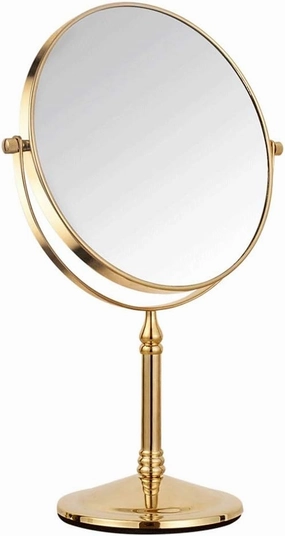 Compact Vanity Mirror Nordic Desktop Makeup Mirror Double-Sided Magnifying Makeup Mirror Portable 360-degree Rotating Round Makeup Mirror Salon Hairdressing Mirror (Size : 15cm)