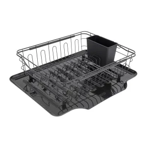 Copco 3-in-1 Multi-Use Dish Rack for Countertop, Over The Sink, or in Sink Use with Expandable Arms to Fit Multiple Size Sinks, Removable Flatware Caddy, and Non Slip Feet to Prevent Sratches