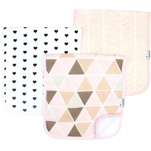 Copper Pearl Premium Baby Burp Cloths - 3-Pack Large Cotton Burp Cloths, Extra Soft Spit Up Rags with 3 Absorbent Layers, Perfect for Baby Girl Gifts (21" x 10" Size, Blush Set)