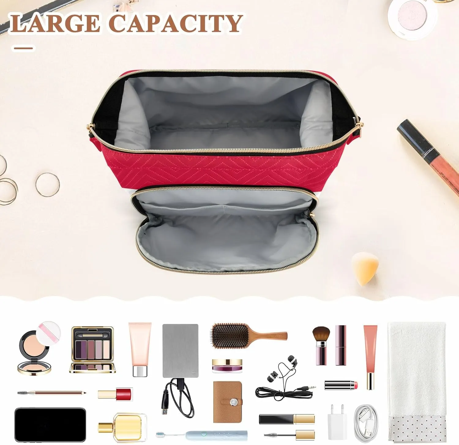 Cosmetic Bag Egypt Flag Travel Makeup Organizer Case Toiletry Makeup Bags for Traveling Women