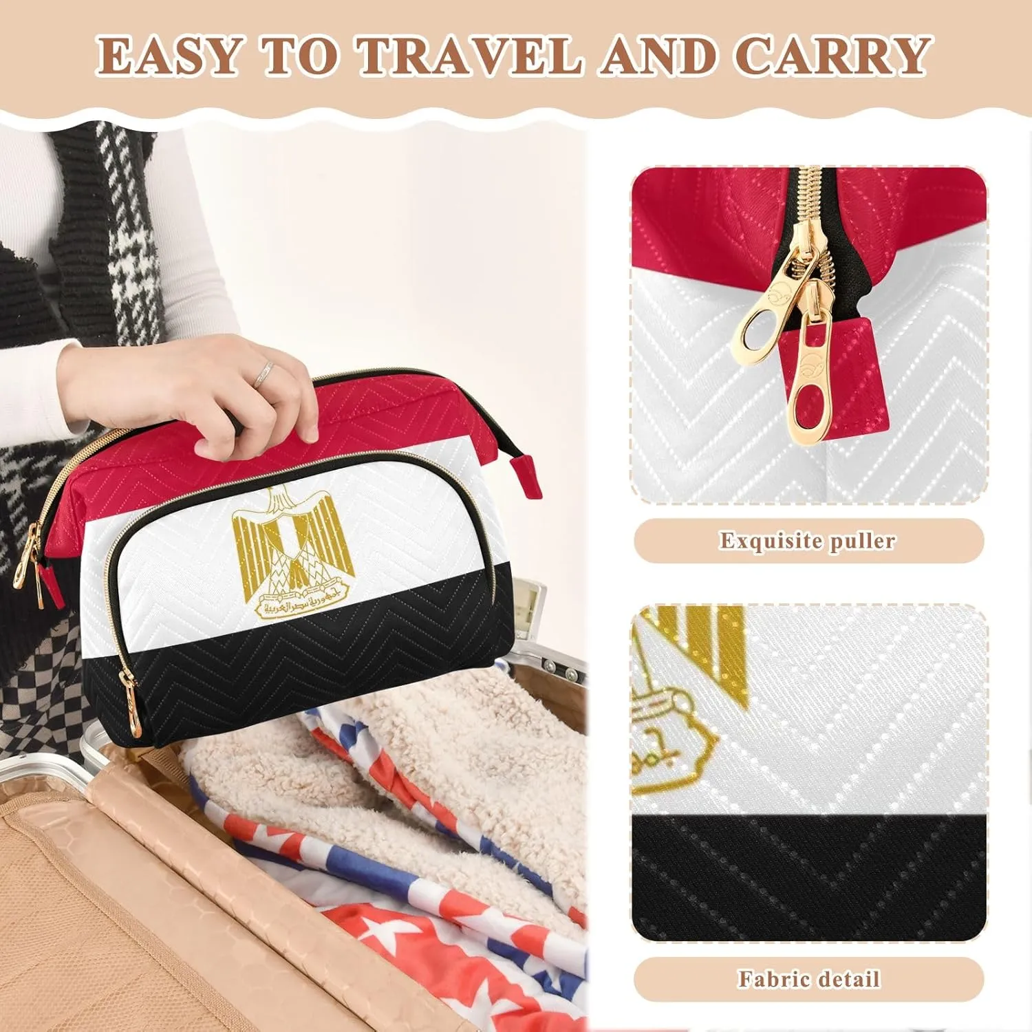 Cosmetic Bag Egypt Flag Travel Makeup Organizer Case Toiletry Makeup Bags for Traveling Women