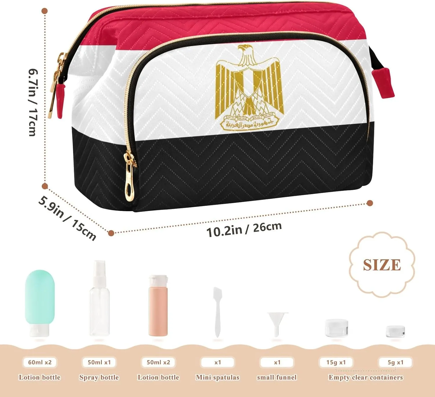 Cosmetic Bag Egypt Flag Travel Makeup Organizer Case Toiletry Makeup Bags for Traveling Women