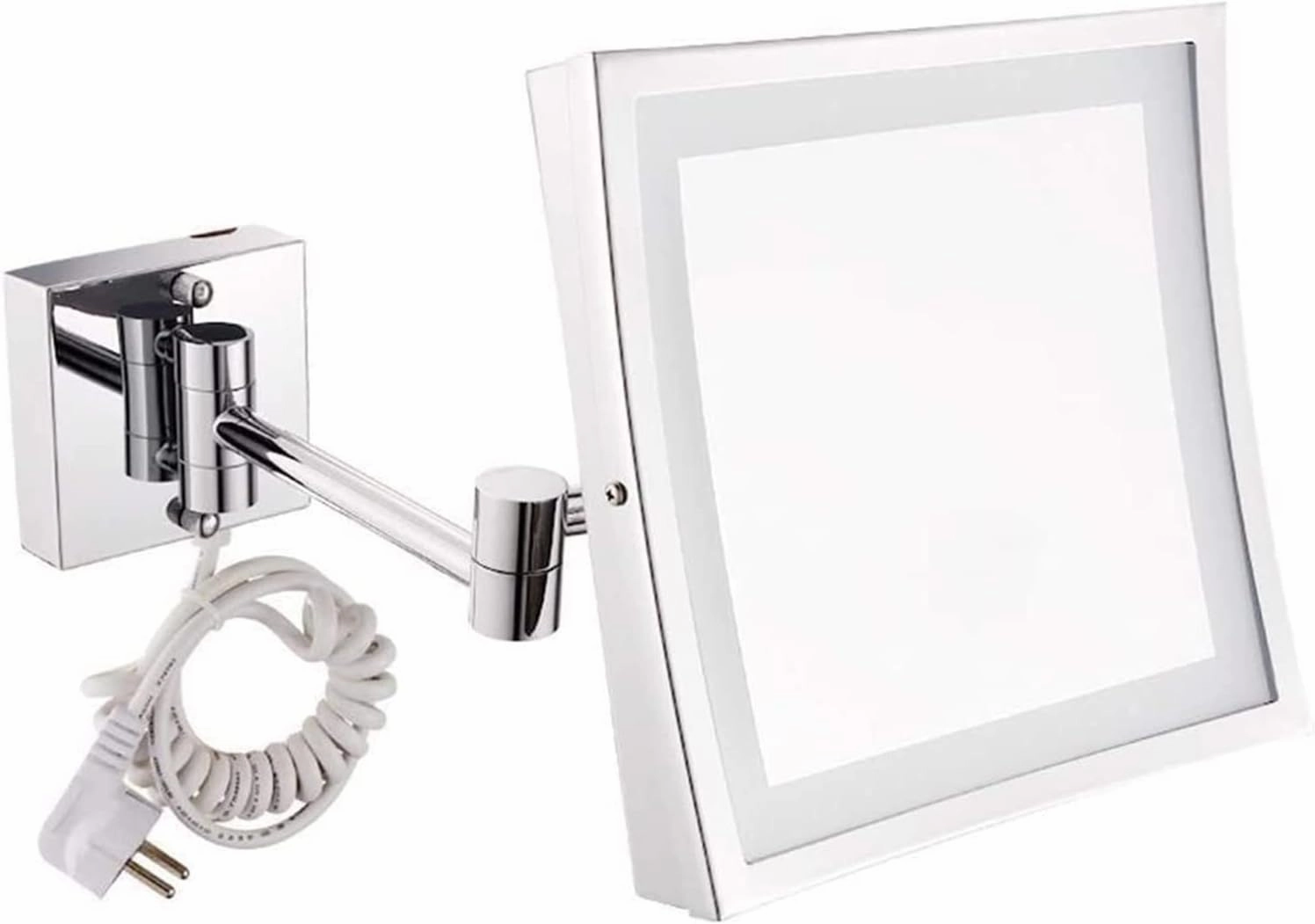 Cosmetic Vanity Mirror Lighted Makeup Mirror Square 8 Inch Led Makeup Mirror Bathroom Mirror Bathroom Wall Mounted Stainless Steel