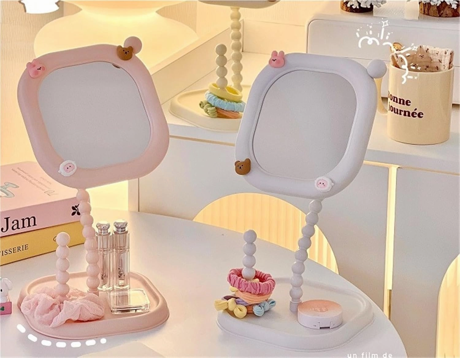 Creative Styling Vanity Mirror Student Dormitory Desktop Mirror Rotatable Beauty Mirror Square Desktop High-Definition Makeup Mirror