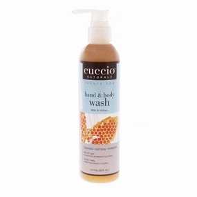 Cuccio Naturale Hand And Body Wash - Solution Which Exfoliates, Cleanses And Hydrates The Skin - Infused With Noisturising Beads Of Natural Jojoba - Great Exfoliant - Milk And Honey - 8 0Z
