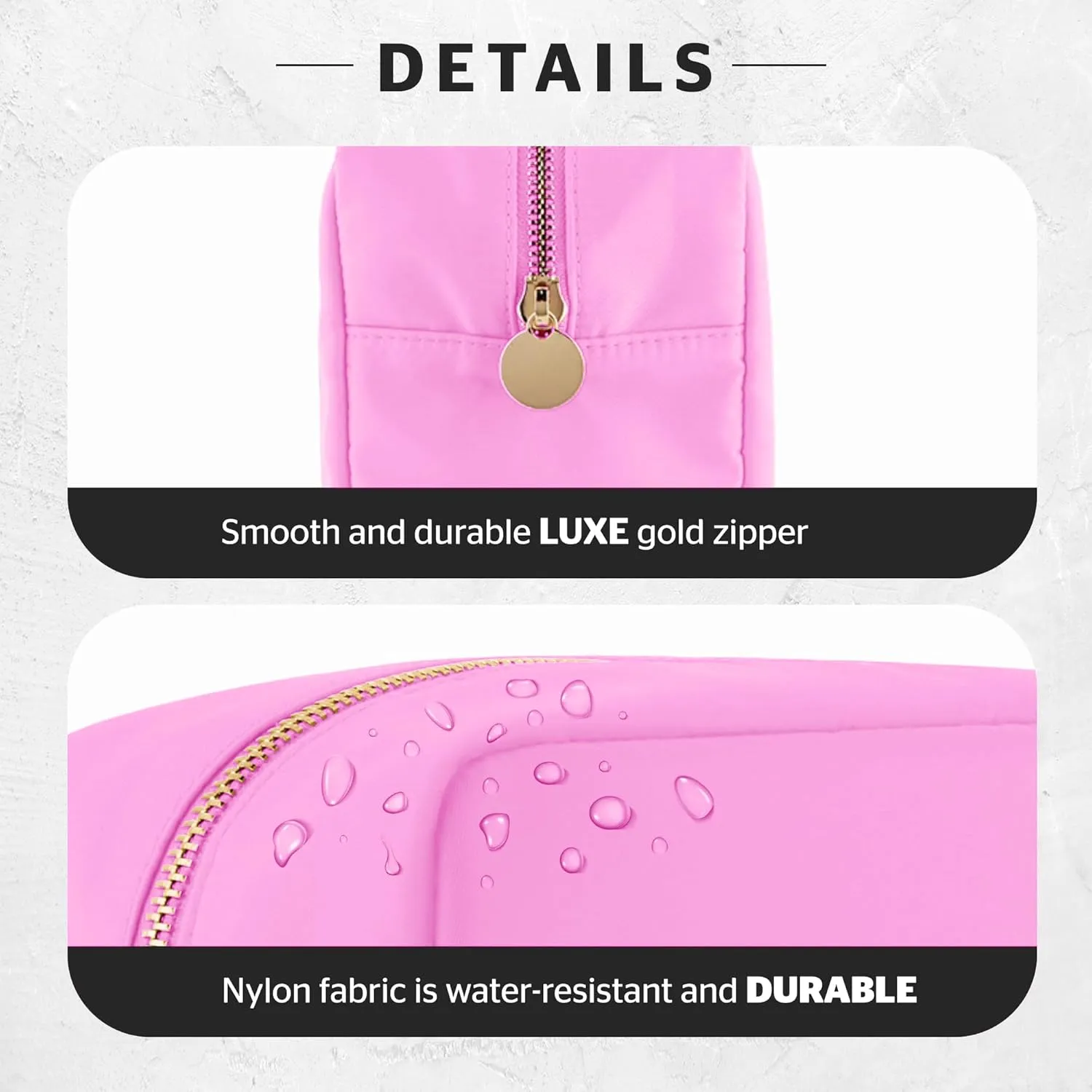 DANCOUR Nylon Makeup Bags for Women Large Preppy Travel Toiletry Pouch Cosmetic Bag Makeup Organizer