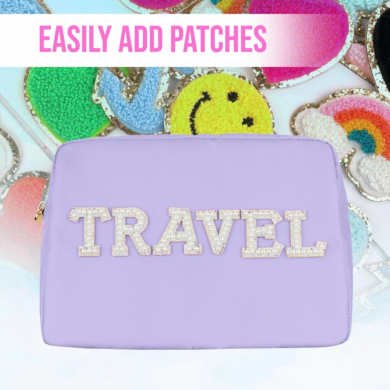 DANCOUR Nylon Makeup Bags for Women Large Preppy Travel Toiletry Pouch Cosmetic Bag Makeup Organizer