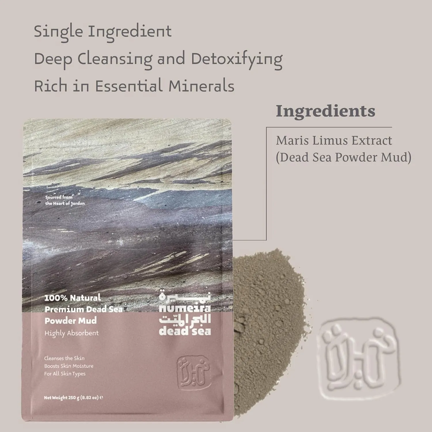 Dead Sea Mud Powder 100% Pure Cosmetic Clay Powder Rich in Minerals - Gentle Face Exfoliator Powder for Deep Cleansing, Body Scrub, or Clay Mud Mask - Pore Cleansing & Skin Detox - 1kg