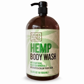 Dead Sea Collection Hemp Body Wash for Women and Men - with Pure Dead Sea Minerals and Hemp Seed Oil - Cleanses and Moisturizes Skin (33.8 fl. oz)