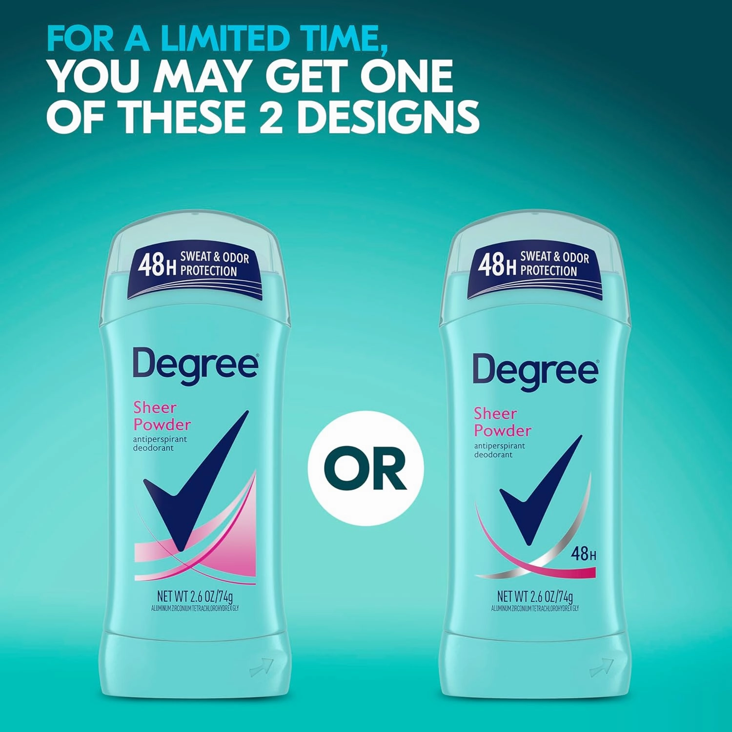 Degree Original Antiperspirant Deodorant Sheer Powder Pack of 6 48-Hour Sweat & Odor Protection Antiperspirant for Women 2.6 oz