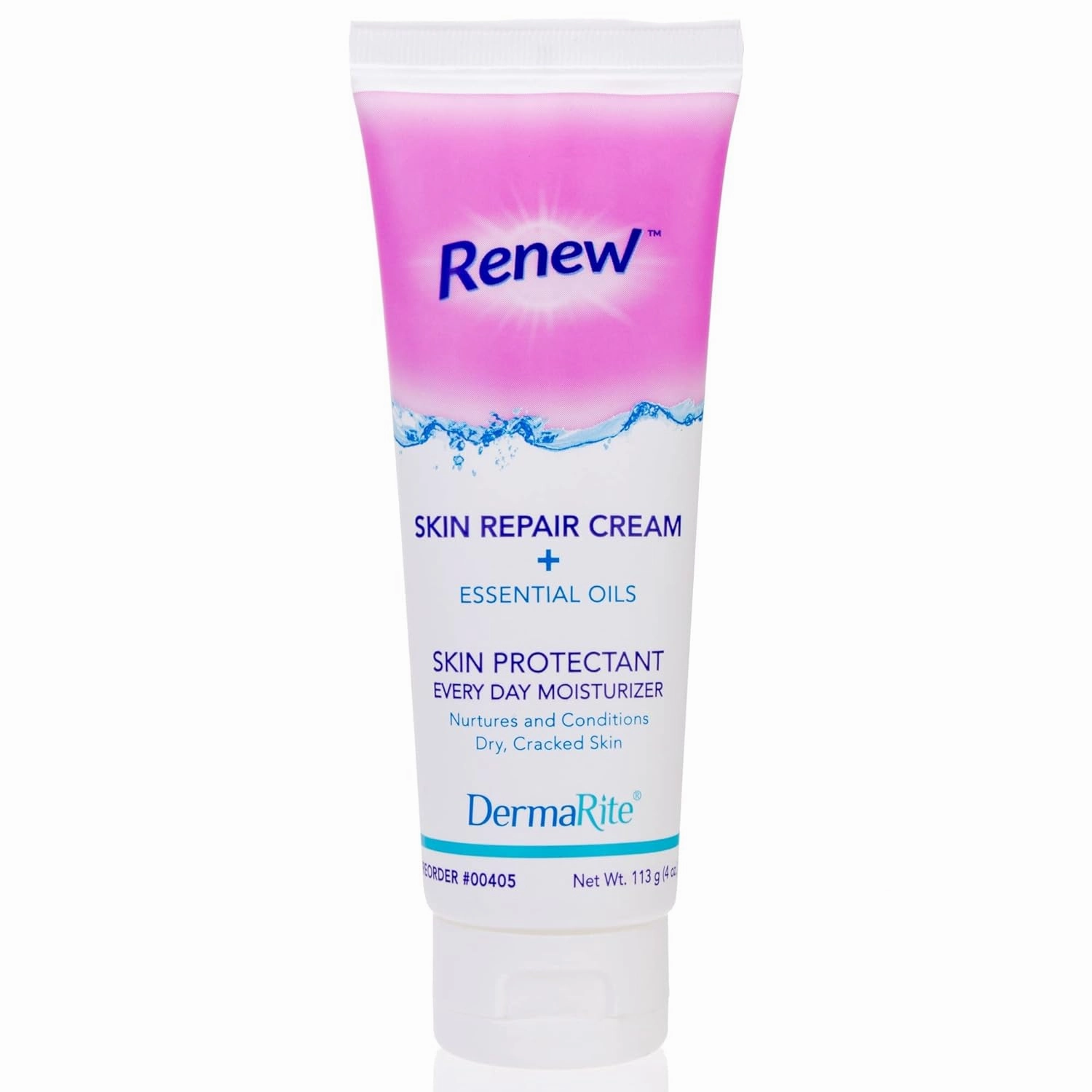 DermaRite's Renew Skin Repair Cream - Every Day Moisturizer & Skin Protectant with Dimethicone and Aloe Vera - Powder Scent, 4 oz. Tube, 12 Count