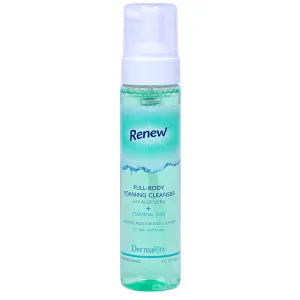 DermaRite's Renew Full-Body Foaming Cleanser - Rinse Free Bodywash, Shampoo & Perineal Cleanser with Aloe, pH Balanced - Citrus Scent, 8 oz., 12 Count