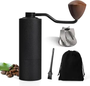 DiseZeit-Z1B Manual Coffee Grinder, 6-Axis Stainless Steel Burr, Portable Espresso Manual Coffee Grinder, 15-25g Capacity Coffee Grinder Manual with Adjustable Settings, Brush&Storage Bag