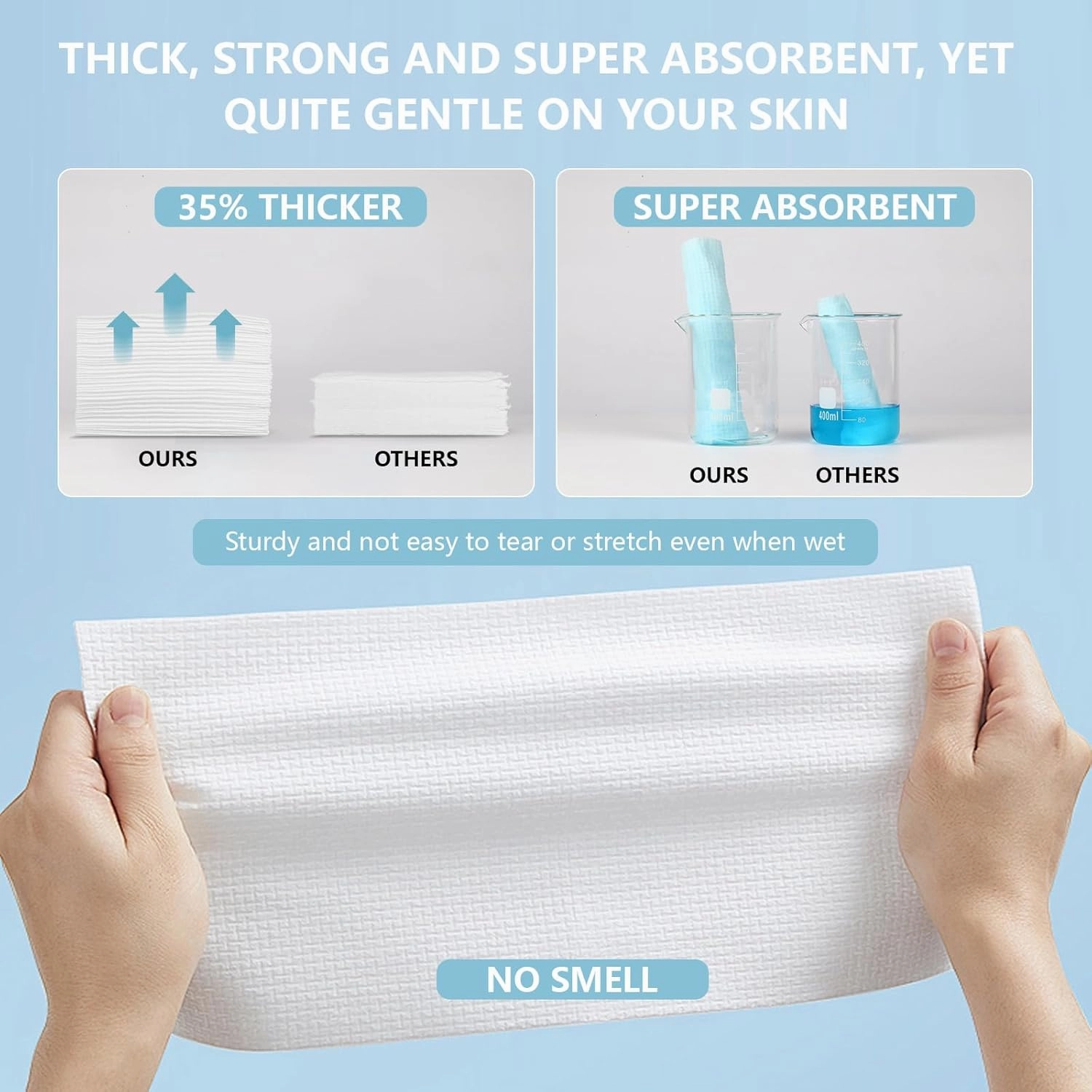 Disposable Face Towel - Face Towelettes XL, Soft&Comfortable Facial Towels Disposable,Thick Clean Towel for Sensitive Skin, Makeup Remover Dry Wipes Facial Washcloths 100 Count