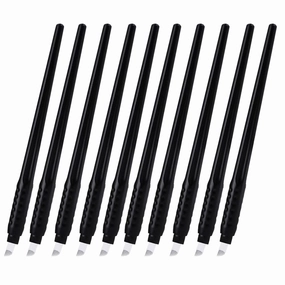 Disposable Manual Microblades Pen,14 Pin,14F,10 Pack, 0.25mm (14 sloped Needles) For Eyebrow Lip Makeup Microblading Supplies (Disposable Pen-14 sloped Needles)