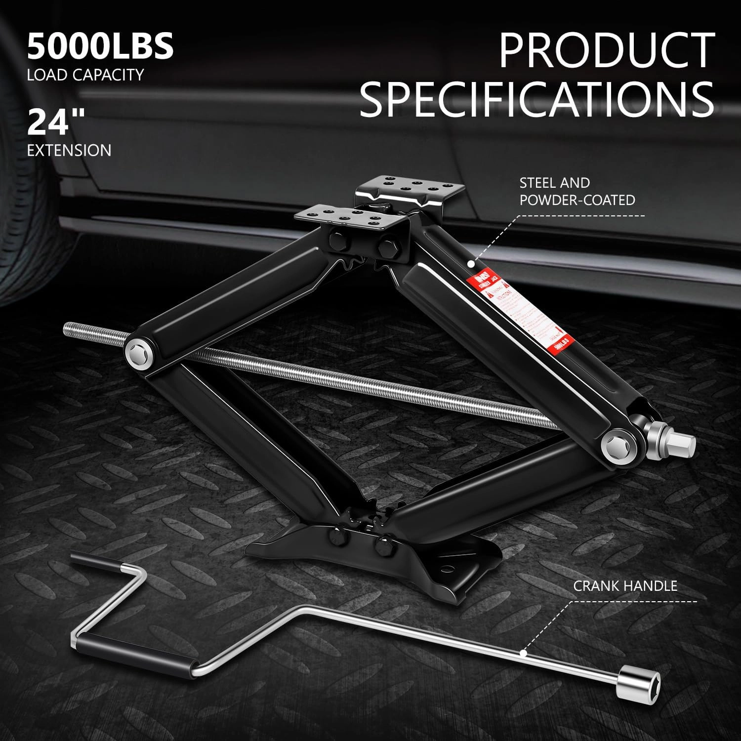DNA MOTORING 2-Pack 5000lbs RV Trailer Stabilizer Leveling Scissor Jacks with Speed Crank Handle, 4-24" Height,Set of 2,Black,TOOLS-00330