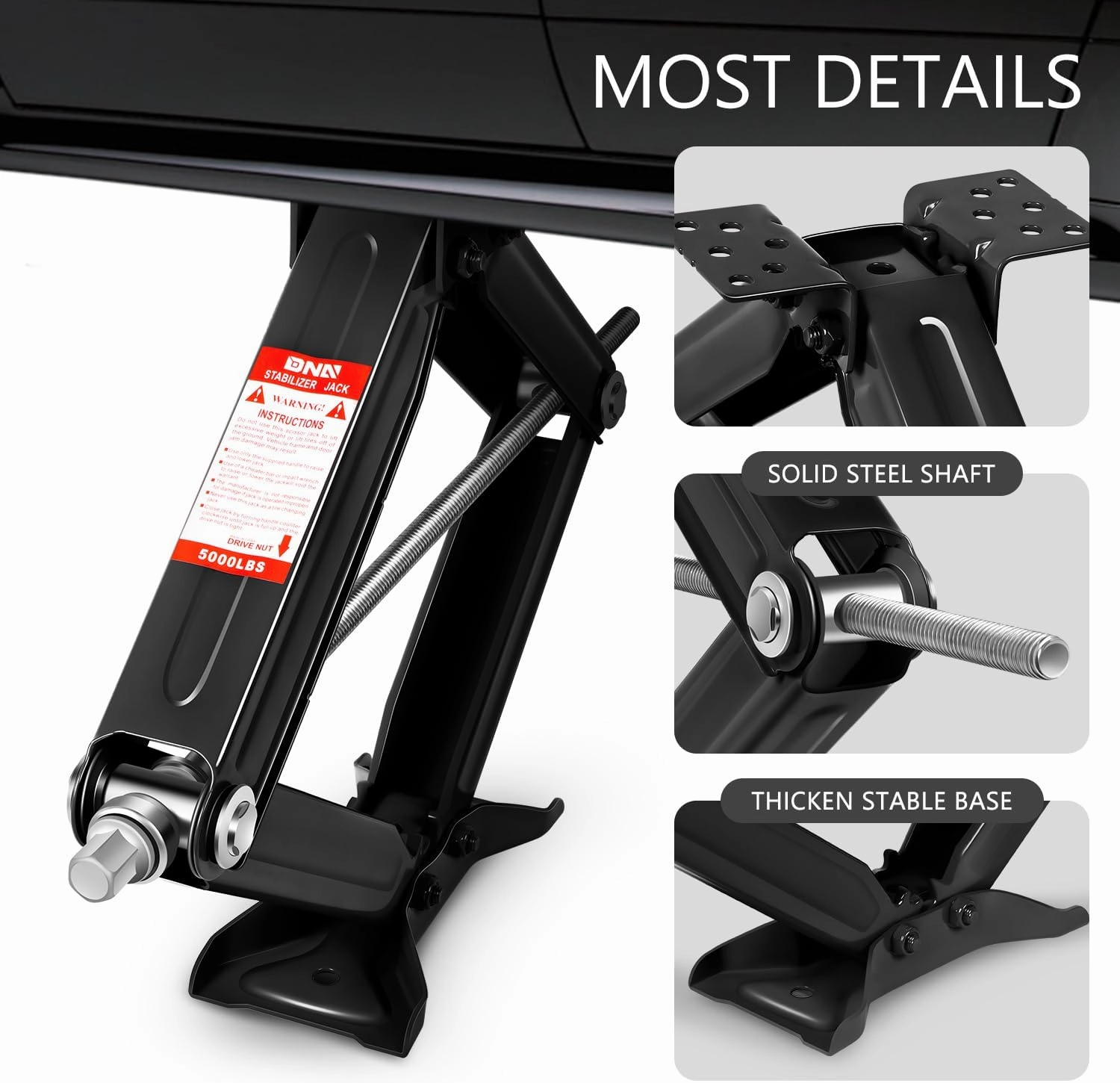 DNA MOTORING 2-Pack 5000lbs RV Trailer Stabilizer Leveling Scissor Jacks with Speed Crank Handle, 4-24" Height,Set of 2,Black,TOOLS-00330
