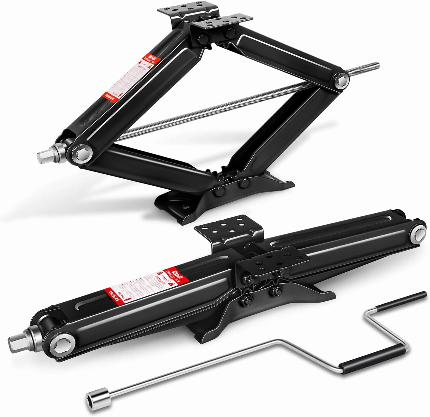 DNA MOTORING 2-Pack 5000lbs RV Trailer Stabilizer Leveling Scissor Jacks with Speed Crank Handle, 4-24" Height,Set of 2,Black,TOOLS-00330