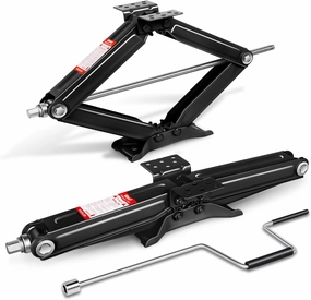 DNA MOTORING 2-Pack 5000lbs RV Trailer Stabilizer Leveling Scissor Jacks with Speed Crank Handle, 4-24" Height,Set of 2,Black,TOOLS-00330