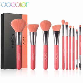 Docolor Makeup Brushes Set 10Pcs Eye Face Cosmetic Foundation Powder Blush Eyeshadow Kabuki Blending Make up Brush Beauty Tools