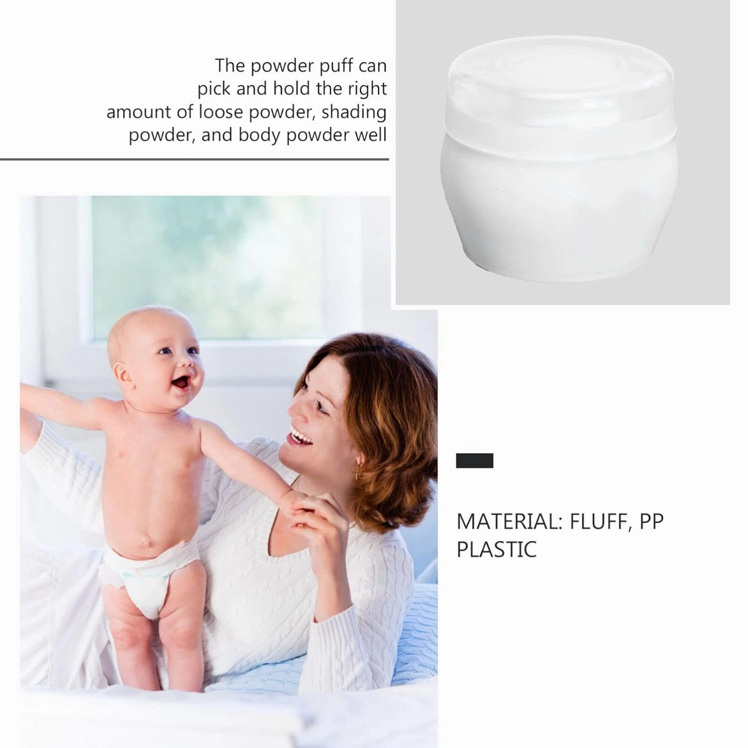 DOITOOL 2Pcs Body Powder Container Baby Body Cosmetic Powder Puff Baby Body Care Powder Box Soft Face Loose Powder Puff with Container Case for Home Travel