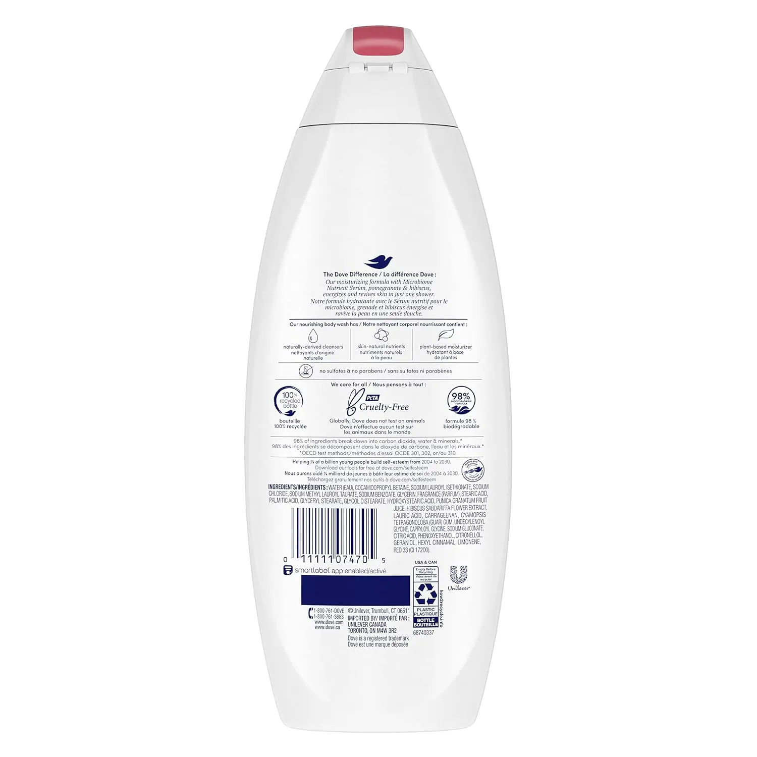 Dove Body Wash for Softer, Smoother Skin After Just One Use Pomegranate and Hibiscus Tea Sulfate-free Bodywash, 20 Fl Oz (Pack of 2)