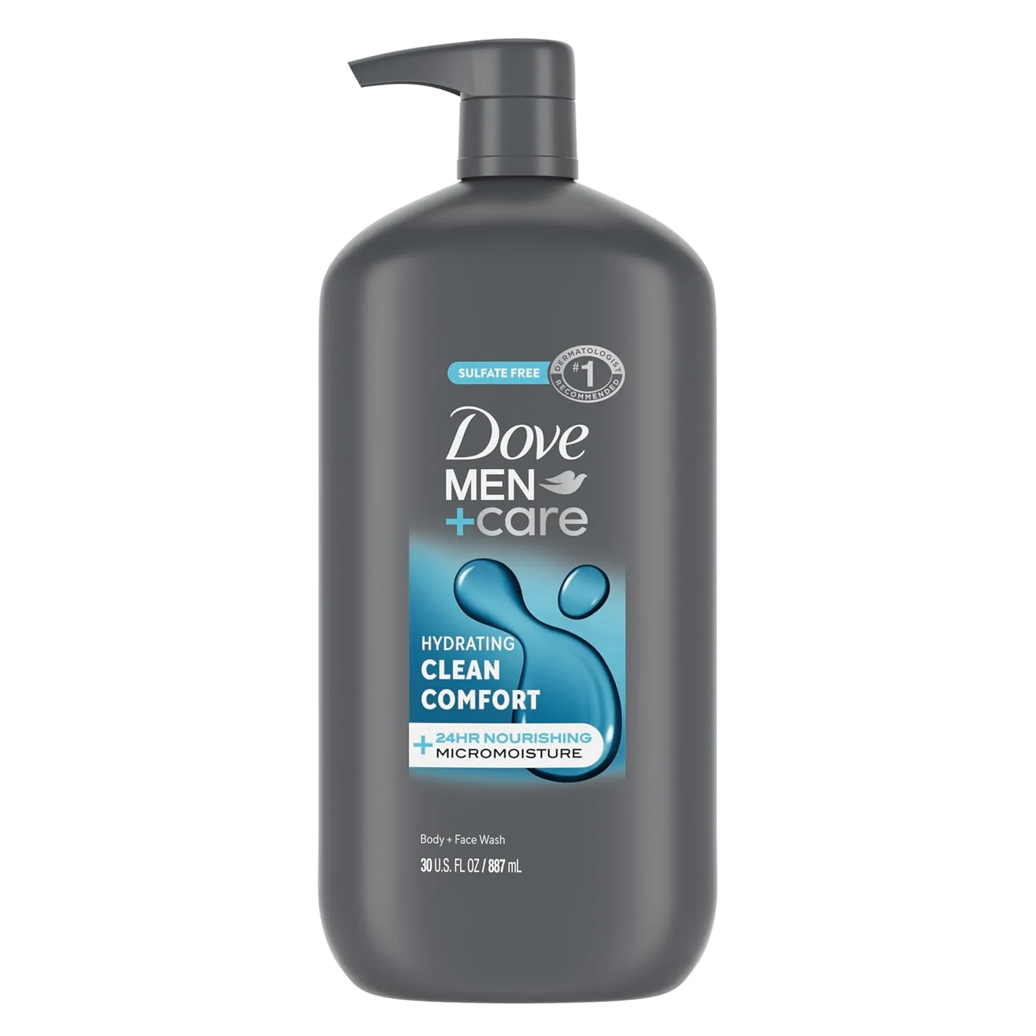 Dove Men Care Body and Face Wash Hydrating Clean Comfort Men's Body Wash with 24-Hour Nourishing Micromoisture Technology 30 oz