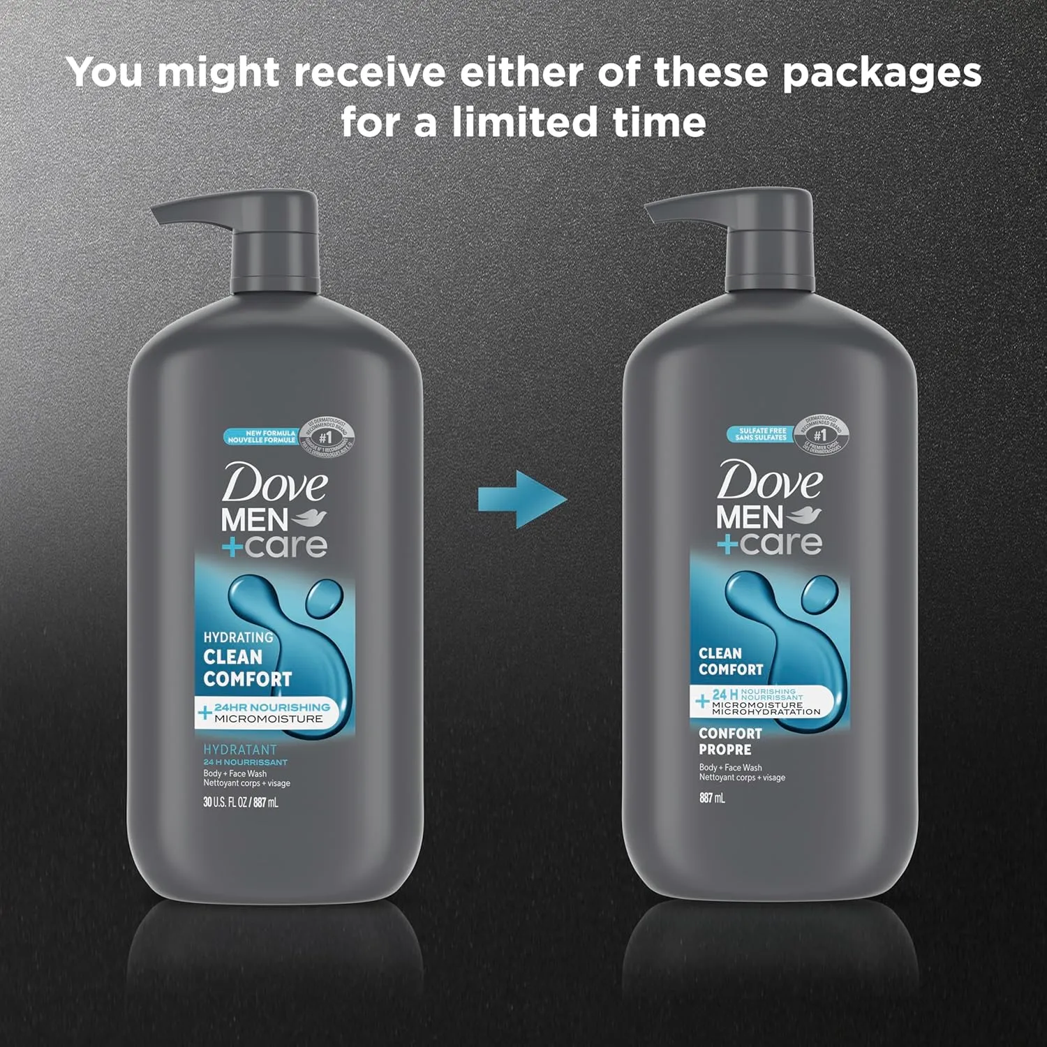 Dove Men Care Body and Face Wash Hydrating Clean Comfort Men's Body Wash with 24-Hour Nourishing Micromoisture Technology 30 oz