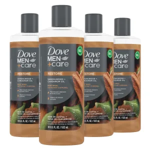 Dove Men Care Body Wash Sandalwood   Cardamom Oil 4 Count to Rebuild Skin in the Shower with Plant-Based Cleansers and Moisturizers 18 oz